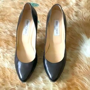 Jimmy Choo black leather pumps
